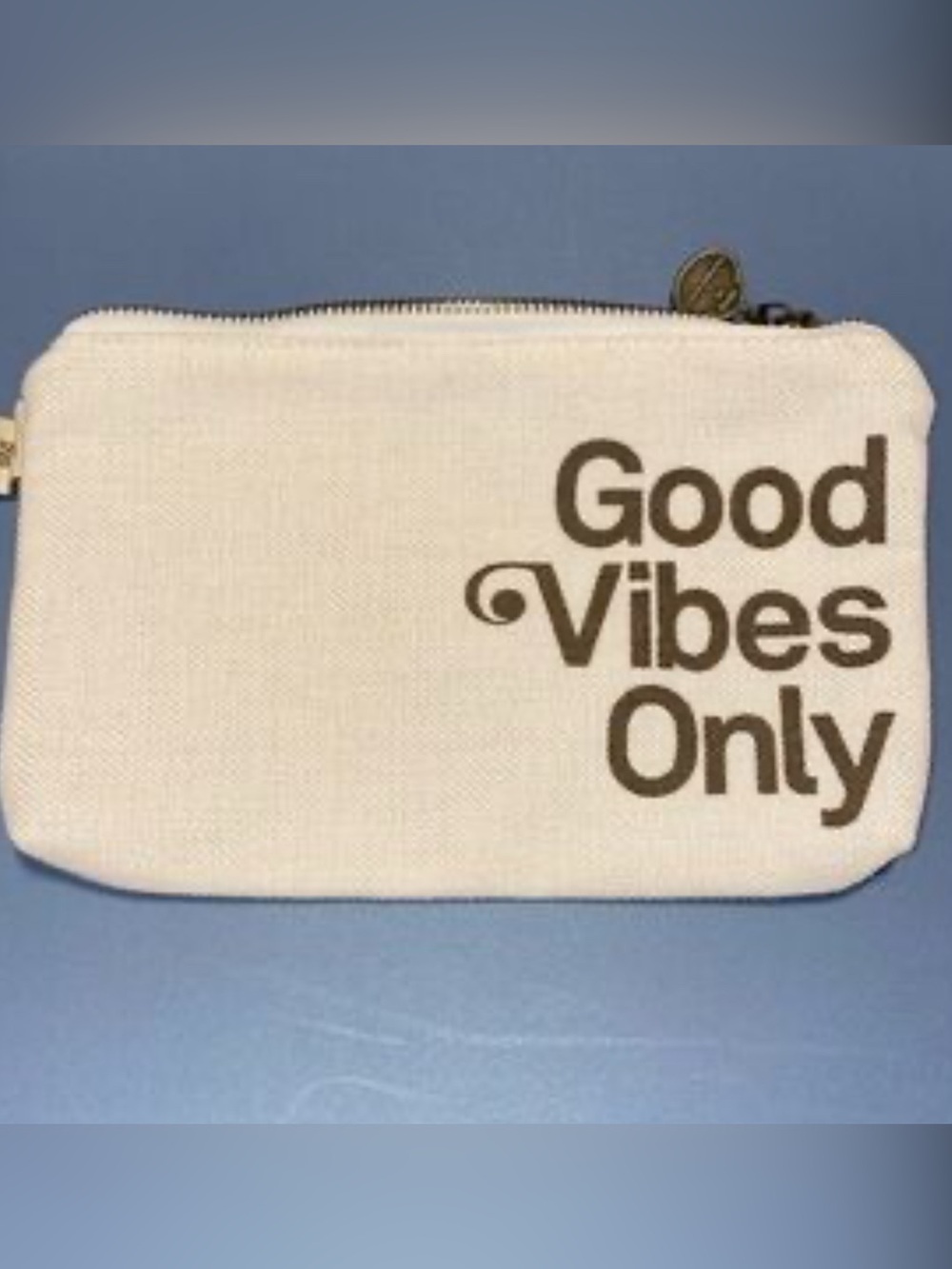 Sun Bum Good Vibes Only Canvas Pouch for Cosmetics or Makeup, EUC